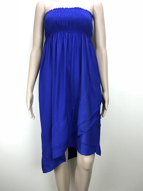 dress or skirt shirred waist or bust - blue