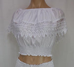 short top with lace overlay - white