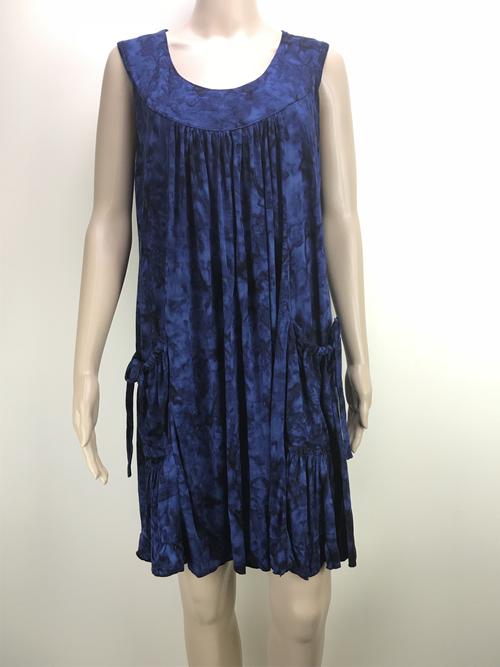 knee length dress with pockets - smoke blue