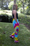 Pants with elastic waist and pockets tie dye rainbow swirl
