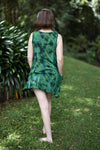 New Moon Short Sleeveless Dress with pockets - Smokey Green