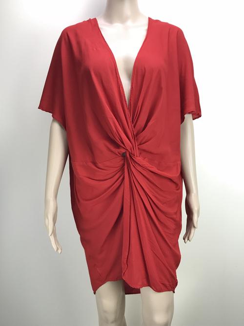 beach top with twist front - red