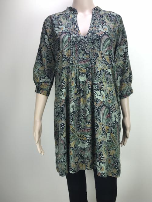 tunic top - butterfly green and black