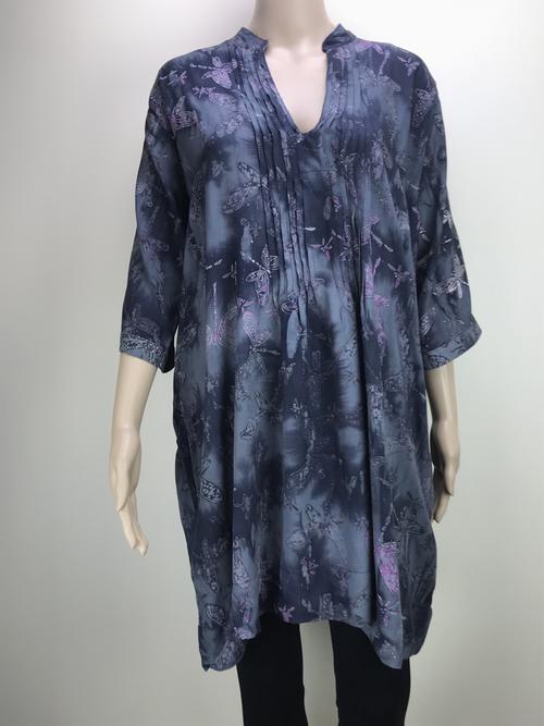 tunic top - dragonfly grey and pink