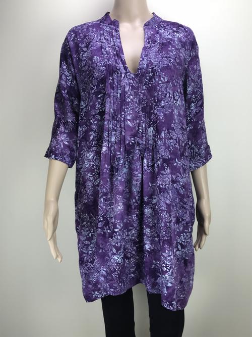 tunic top - flower purple and grey