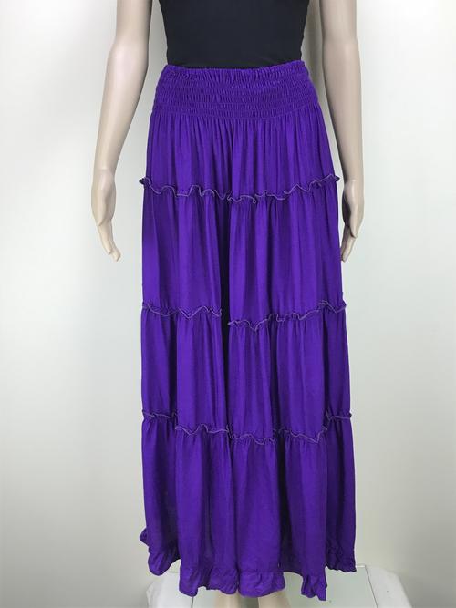 long skirt shirred waist - purple