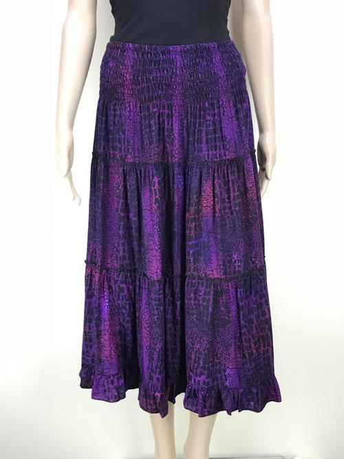 skirt length midi shirred waist - crocodile purple