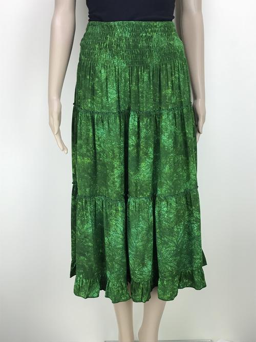 midi skirt shirred waist - leaf green