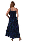 Maxi Shirred Dress with Pockets - Wanderer - Black Blue Purple